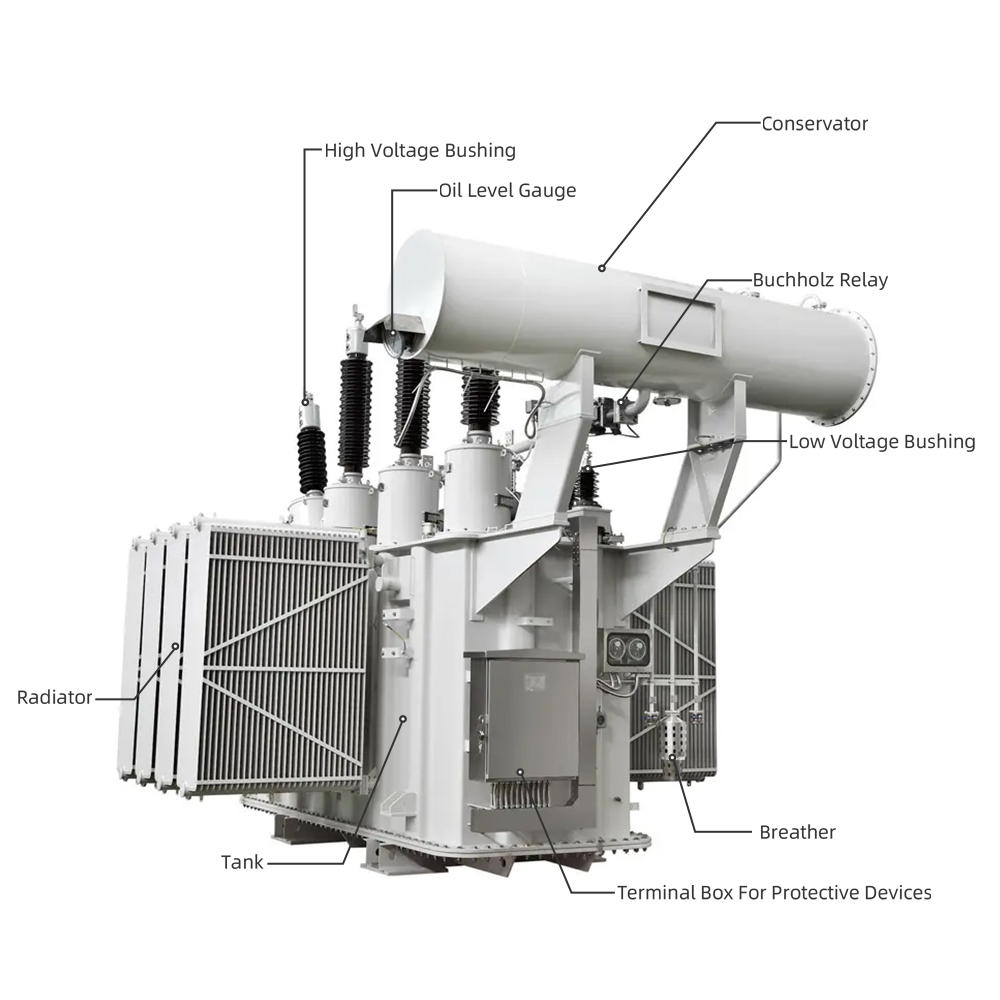 Grande transformador imerso em óleo de energia elétrica até 242kV